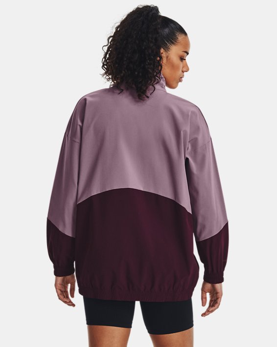 Women's UA Woven Oversized Full-Zip Jacket, Purple, pdpMainDesktop image number 1